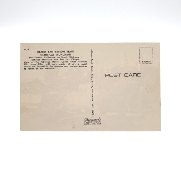 Vintage Postcard Hearst San Simeon State Historical Monument California HWY 1 - Picture 2 of 2